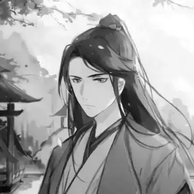 漫画古风男生头像黑白高清图片