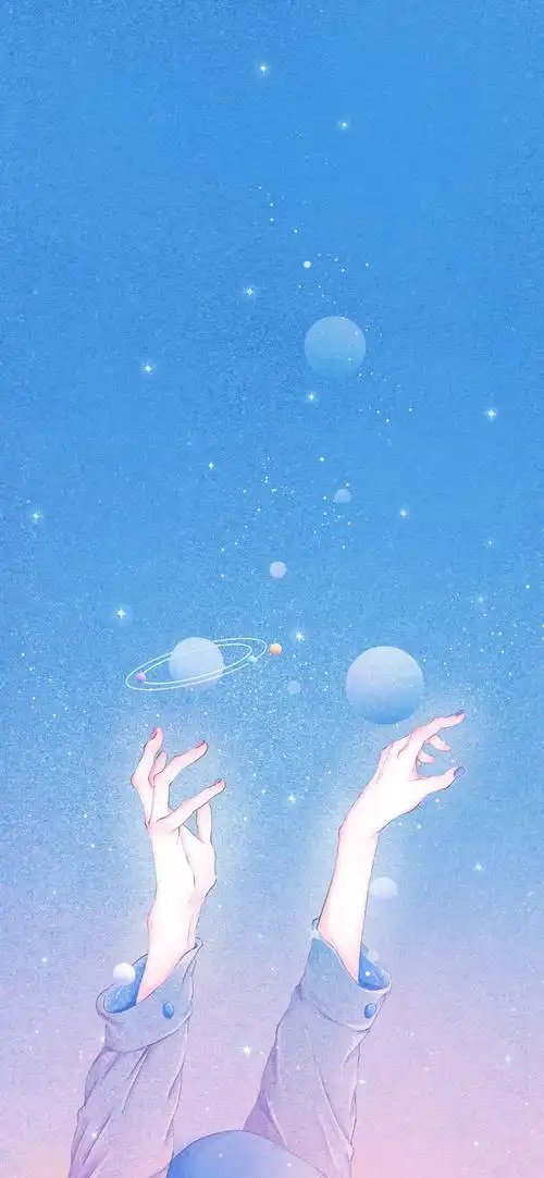 小清新梦幻蓝全面屏手机壁纸