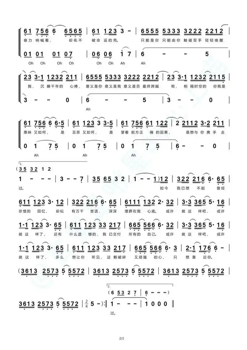 周深《铃芽之旅》简谱 扒谱不易,请不要二改二传搬运,谢谢!(^_^)