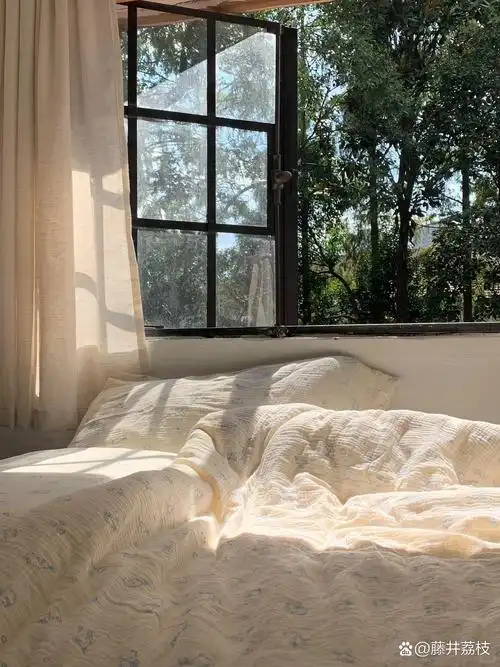 房间照片清晨 阳光 床阳光透过窗户晒到床上精美图片别墅床上早上阳光