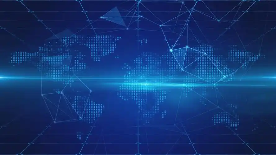 蓝色科技感新闻包装世界地图几何点线背景新闻背景