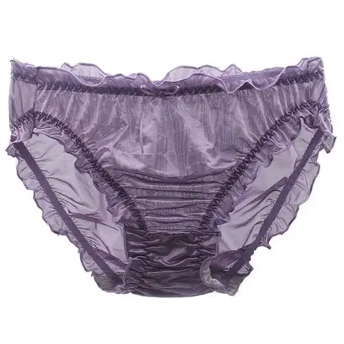 瑞姿莱诗中腰冰丝性感棉裆胖mm200斤女士三角裤网纱光滑面料内裤 - 瑞