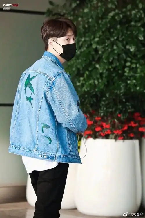 张艺兴蓝色牛仔外套清新帅气顺毛小绵羊温柔又元气的蓝朋友