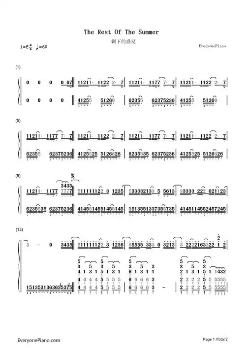 剩下的盛夏的简谱????_百度知道