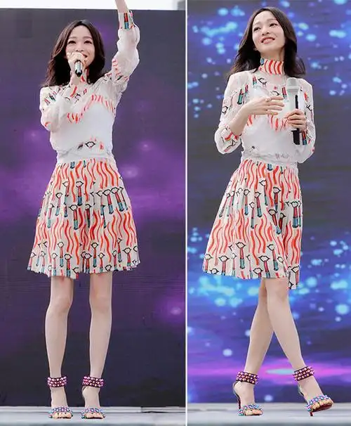 36岁张韶涵中国风长裙太美了,158cm身高照样逆袭优雅女神