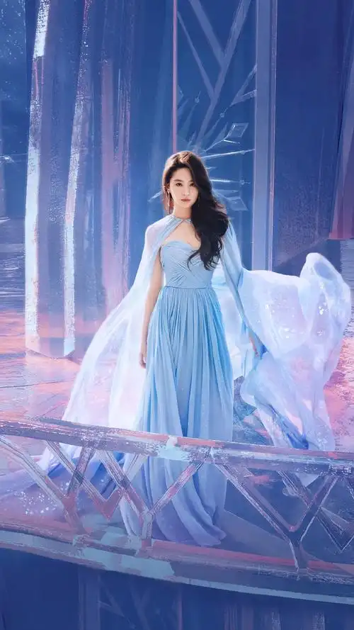 刘亦菲蓝色抹胸纱裙##刘亦菲金莲花最佳女主角##刘亦菲 澳门电影谮