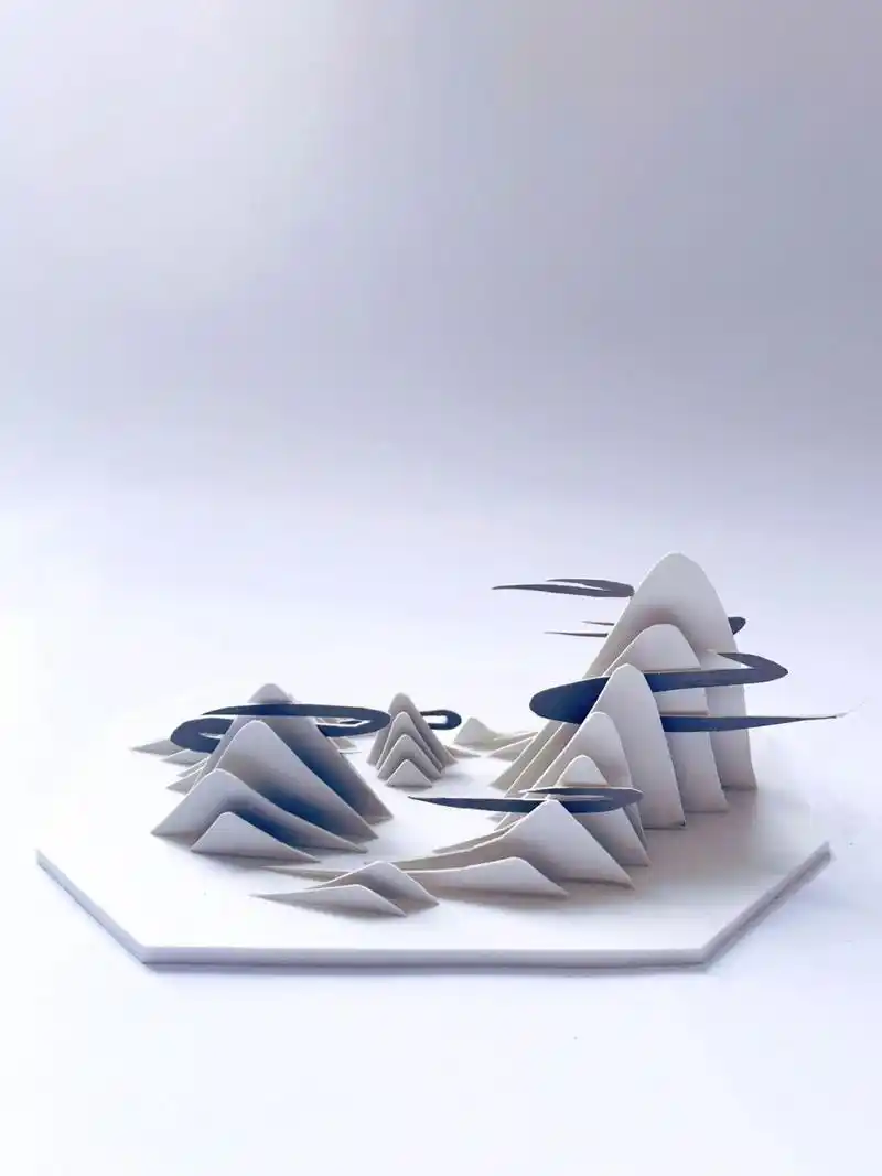 立体构成作业分享:山水之间,水墨丹青 这是一个立体山水画,现在市面上