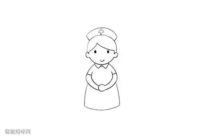 护士抱孩子简笔画