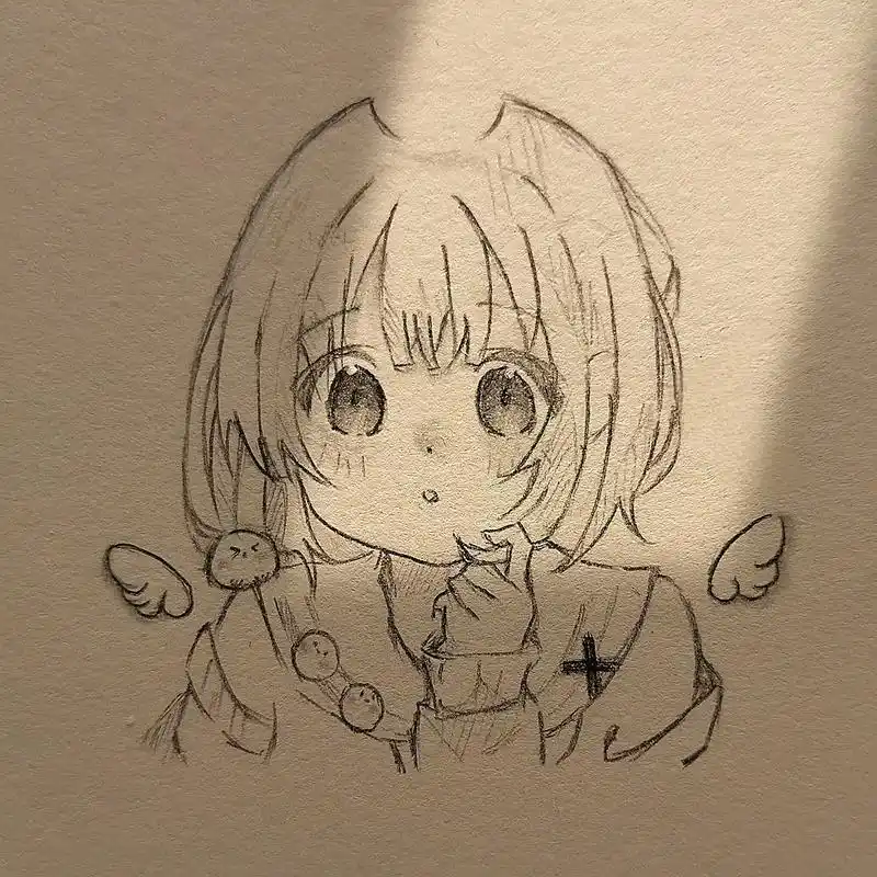 绘画 #日常瞎画 #临摹 #铅笔稿 #q版人物 - 抖音