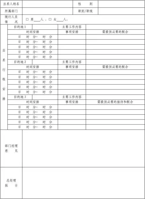 无忧文档 所有分类 表格/模板 表格类模板 出差行程安排表 说  明