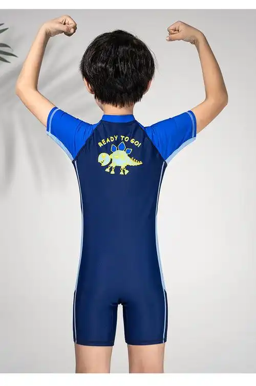 特步儿童泳衣男童连体防晒小中大童婴幼儿宝宝长袖速干游泳裤套装儿童