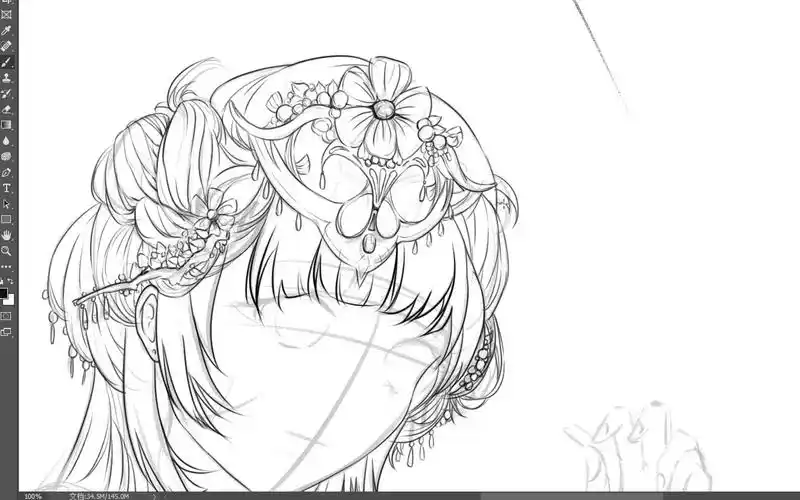 古风手绘-头发及发饰