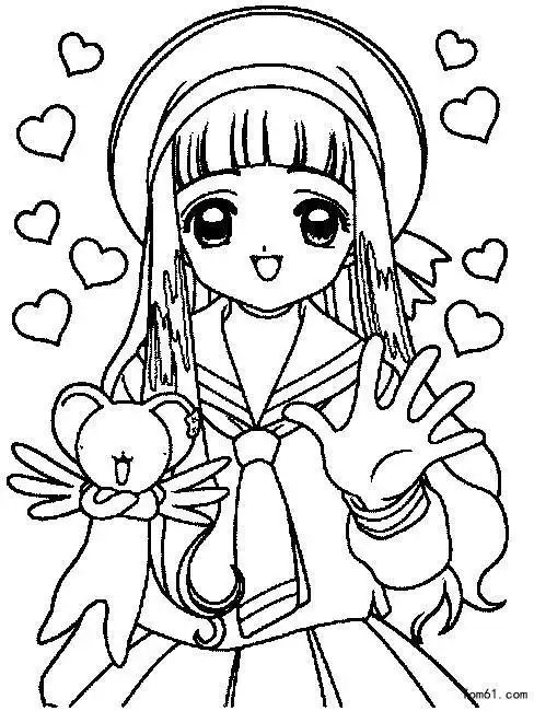 动漫女孩萌可爱简笔画