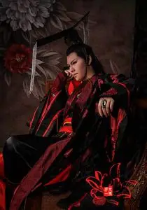 黑红色男古装 华丽 霸气 皇帝王爷侯cos服 容恬方君乾 墨燃薛洋
