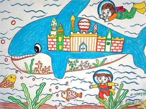 简单好看的海底世界儿童画图片