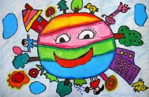 少儿书画作品-《地球妈妈》/儿童书画作品《地球妈妈》欣赏_中国少儿