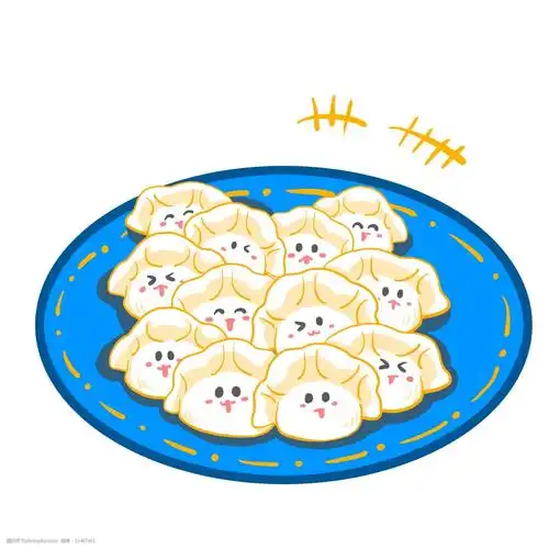 卡通蓝色盘子可爱水饺