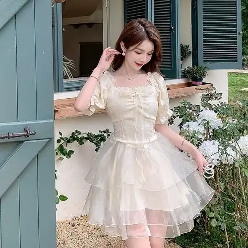 短款上市可爱结装公主裙蓬蓬裙淑女连衣裙饰甜美夏季实拍性感新款