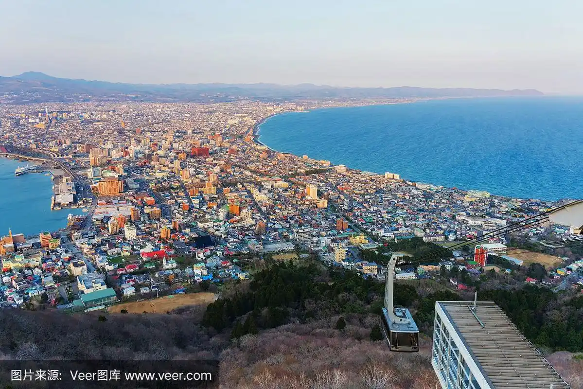 山,函馆,北海道,城市天际线,都市风景