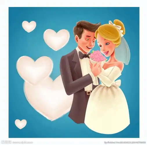 卡通婚礼新娘和新郎情人节素材图片