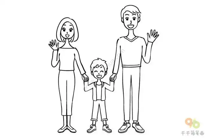 画更新全家福头像简笔画手绘全家福五口头像简笔画幸福的一家五口简笔