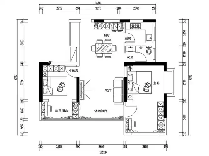 图1是目前的设计图图2是原始户型图,家具尺寸都缩小了并不合理很多人