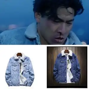 电影天若有情i刘德华抖音同款衣服秋冬男士新款加绒羊羔牛仔外套