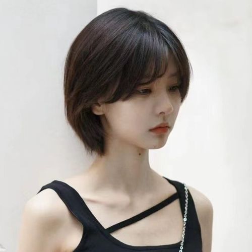假发女短发新款波波头层次修颜短直发自然甜美仿真人发整顶全头套