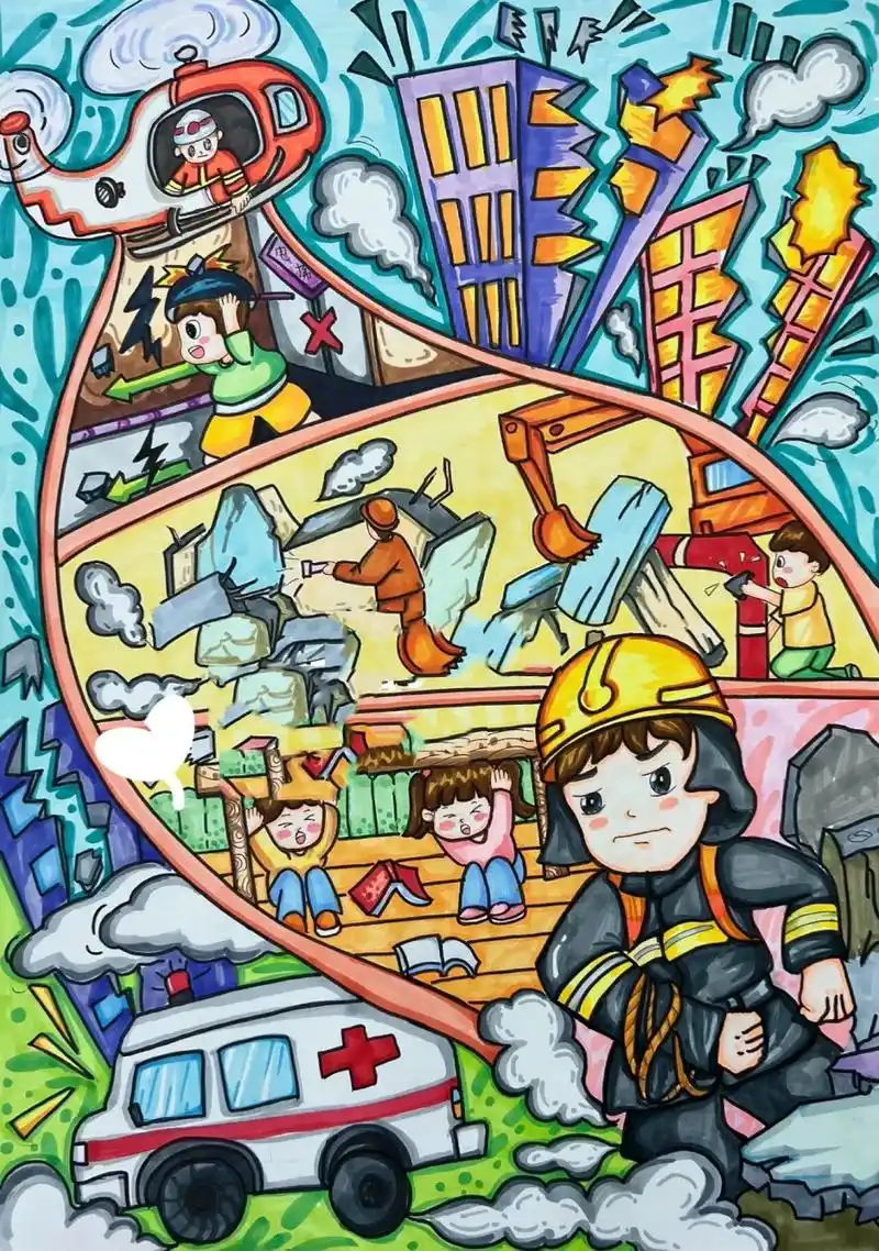 防震减灾主题画 在线接稿 高品质代画