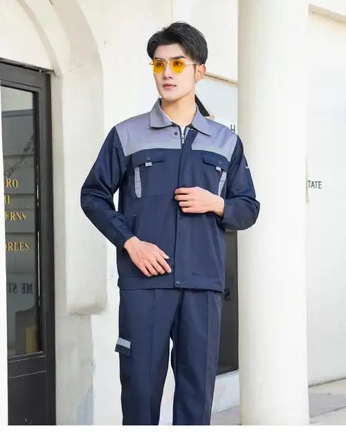 定制长袖劳保服涤棉材质建筑工人工作服劳保套装反光条焊工服现货批发