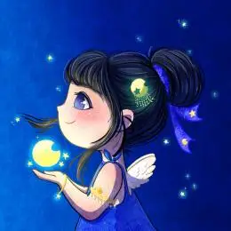 手捧月亮的小天使 q版