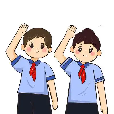 穿校服敬礼少先队员平面卡通可爱认真png素材竞选少先队员