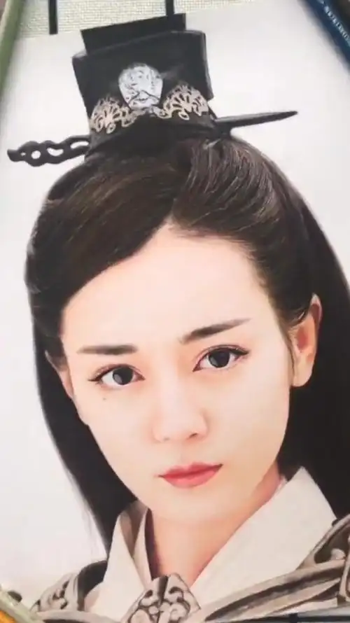 彩铅手绘画迪丽热巴画像过程
