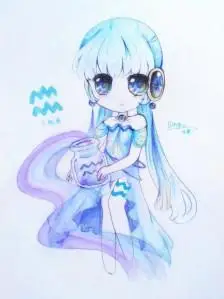 12星座卡通少女简笔画水瓶座