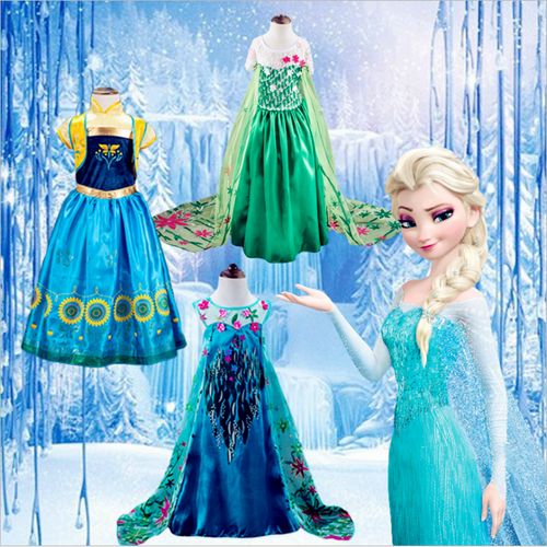 2017新款冰雪奇缘公主裙frozen艾莎公主裙儿童短袖连衣裙礼服裙