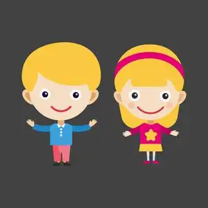 小小少年女孩肖像开心男孩年轻表达可爱少年漫画人物小小孩矢量图照片