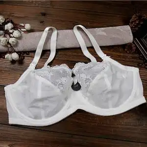 文胸套装超薄款大码透明女士网纱少女生胸罩轻薄透视内衣胸罩大码薄
