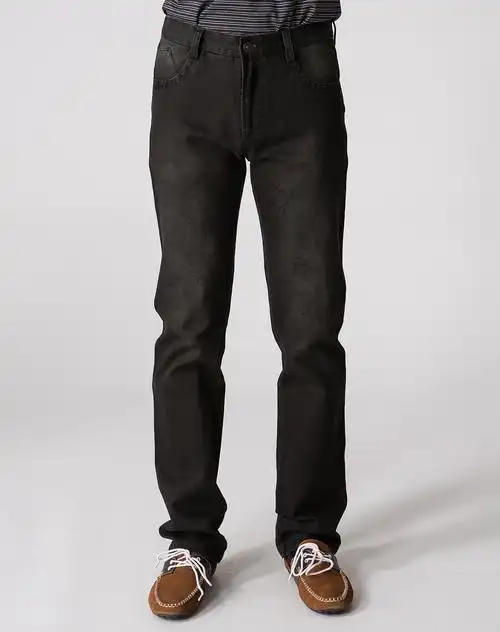 黑灰色直筒休闲牛仔裤