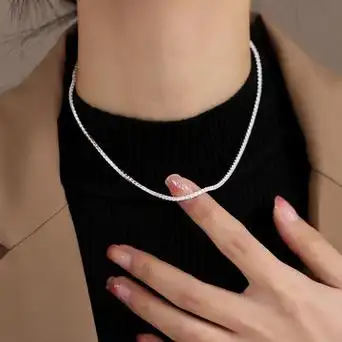 925银满圈锆石项链女士锁骨链 韩版简约单排锆石项圈轻奢质感颈链