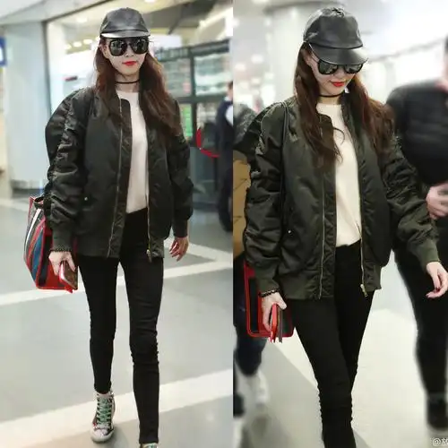 2020春秋新款唐嫣明星同款棒球服宽松短款飞行员夹克chic加厚外套