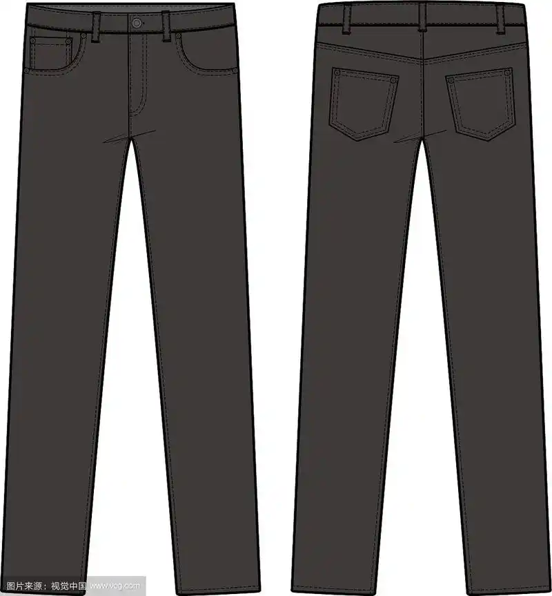 裤子牛仔裤时尚平面素描模板
