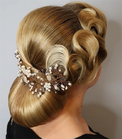 真人晚装盘发 贵妇名媛造型_盘发发型 - 美发站