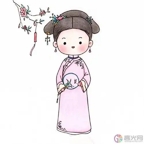 简笔画清宫贵妃