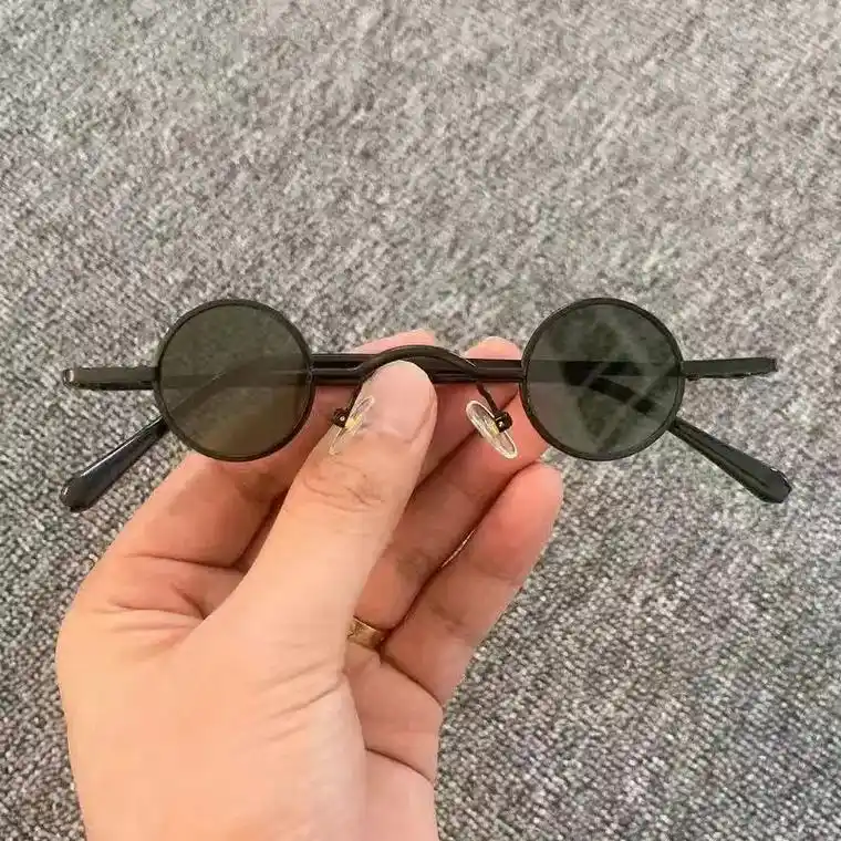 朋克圆形墨镜太子镜眼镜复古太阳镜男女款超小框款汉奸嘻哈凹造型