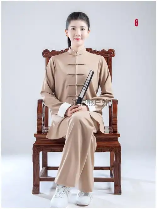 陈英棉麻太极服 春秋季太极服男女多色棉麻国风太极拳武术表演练功