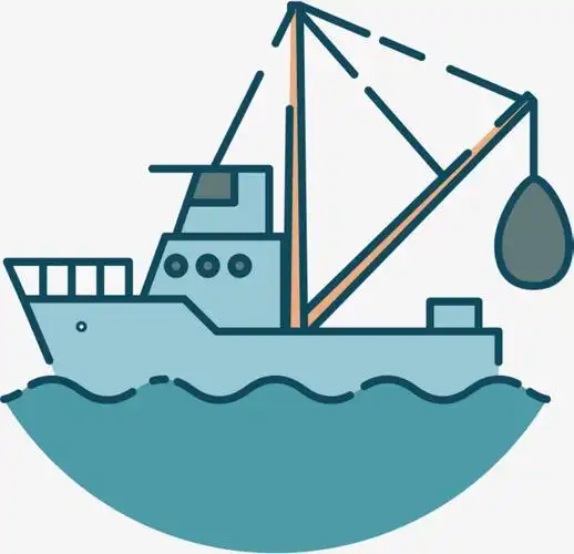蓝色渔船蓝色圆形logo渔船