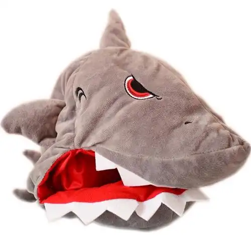 儿童节目表演恶搞笑毛绒恐龙拍照道具帽子万圣节可爱卡通鲨鱼头套-图4