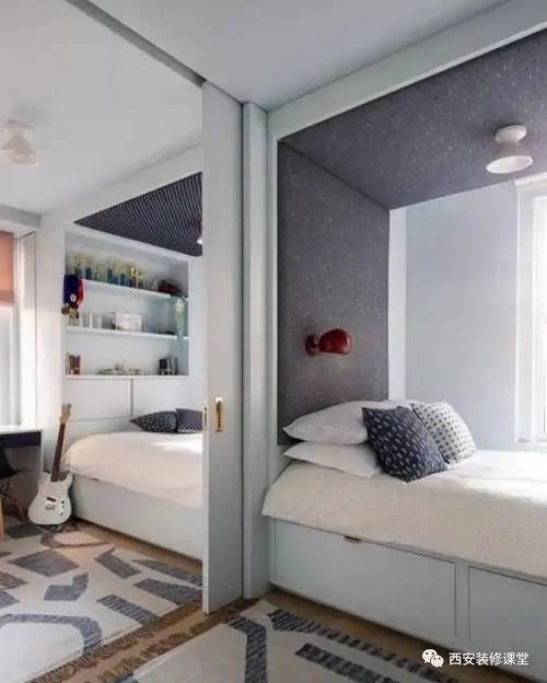 大房间两个窗户最好不过,中间隔墙分割出来两间卧室,中间移门可以让