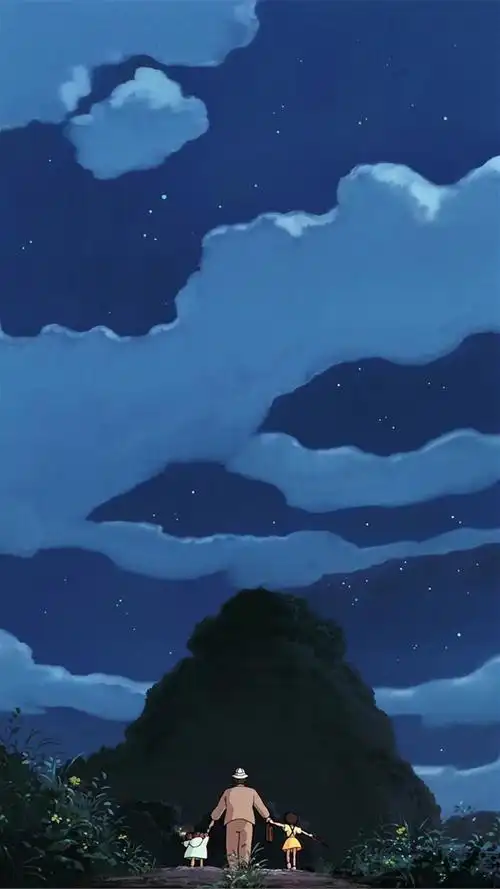 手绘宝蓝色背景高清手机壁纸