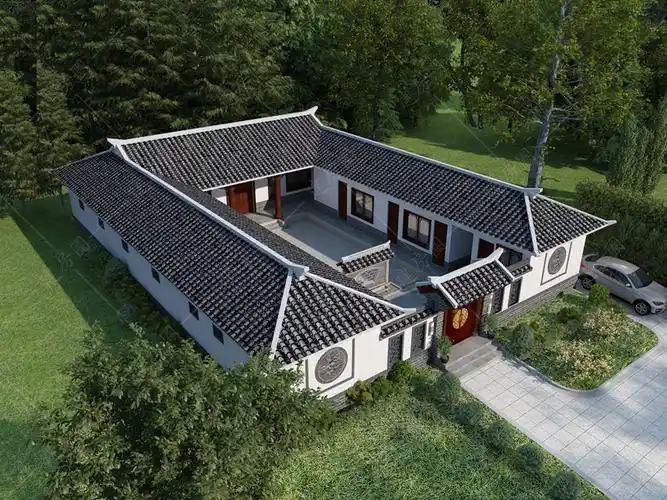 一层中式四合院设计效果图